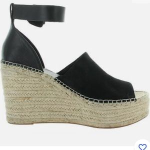 Marc Fisher Adalyn Espadrille Wedge Black 7.5 *NEW*